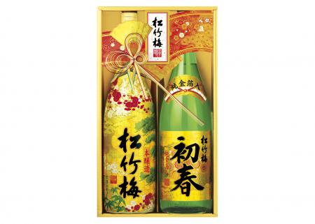 松竹梅＜特撰本醸造・金箔初春＞セット特撰＜本醸造＞１．８Ｌ・上撰＜純金箔入＞初春ラベル１．８Ｌ参考小売価格：４，０００円　(消費税抜き）