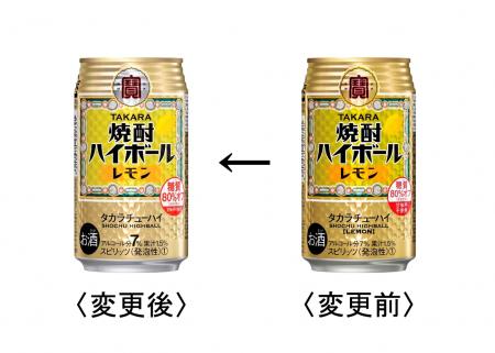 リニューアル後の「焼酎ハイボール」と、リニューアル前の「焼酎ハイボール」（＜レモン＞350ml）