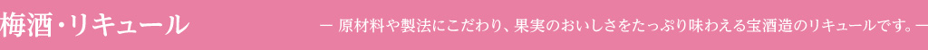 梅酒・リキュール — 原材料や製法にこだわり、果実のおいしさをたっぷり味わえる宝酒造のリキュールです。—