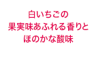 白いちごの 果実味あふれる香りと ほのかな酸味