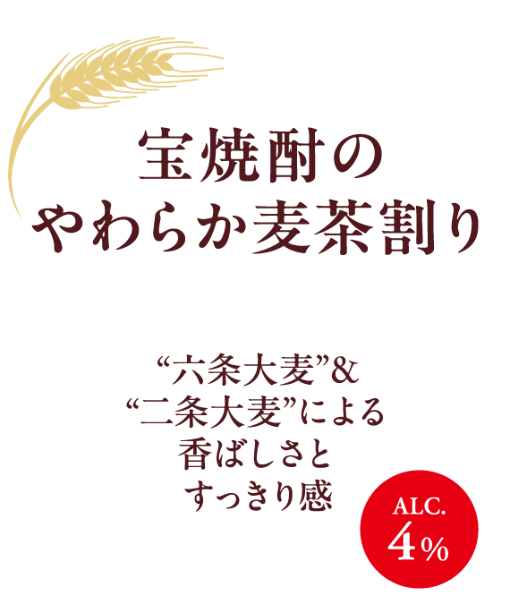 “六条大麦”&“二条大麦”による香ばしさとすっきり感 ALC.4%